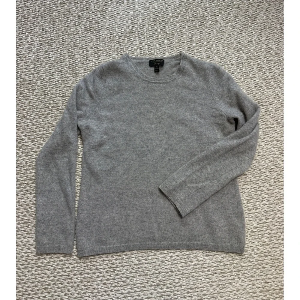 Charter Club Luxury Cashmere Sweater Womens Medium Gray Crewneck Pullover‎ Knit